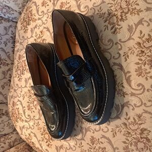 Franco Sarto Black Leather Penny Loafers Flats